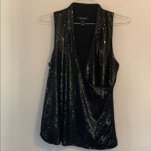 Black sequin sleeveless top WHBM